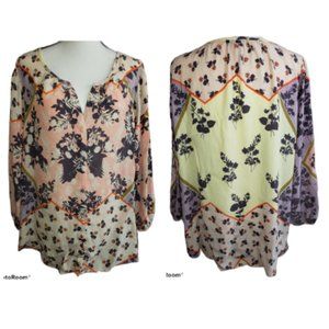 SANCTUARY - Multi Colored Handkerchief Patchwork Patterned Blouse Plus Size 1X